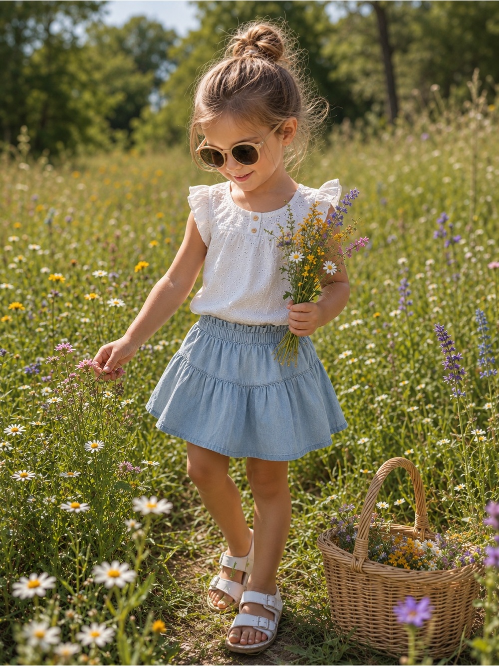 Cat & Jack Light Blue Chambray Girls' Skort